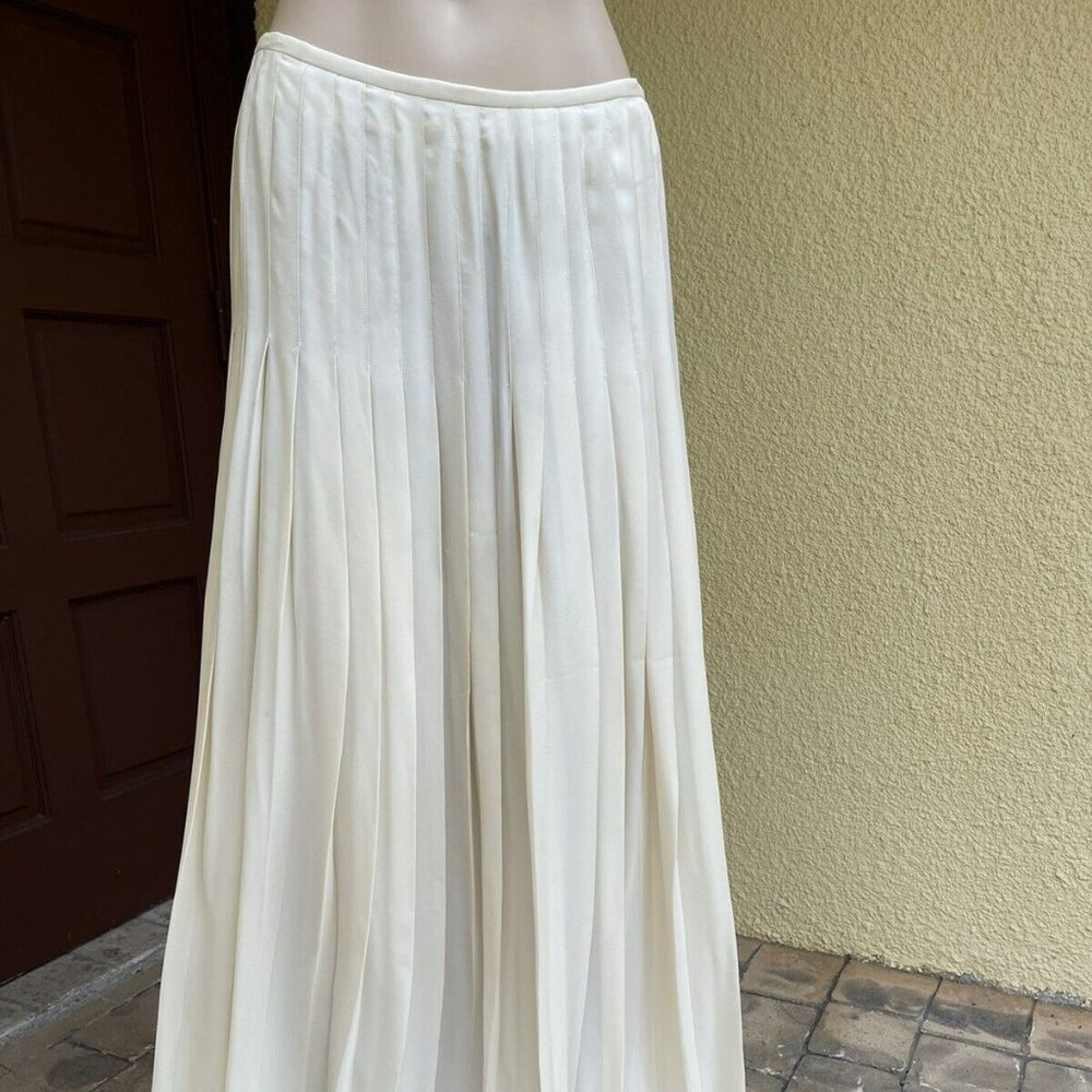 Ralph Lauren Collection Ivory Pleated Silk Max Skirt- Size 6